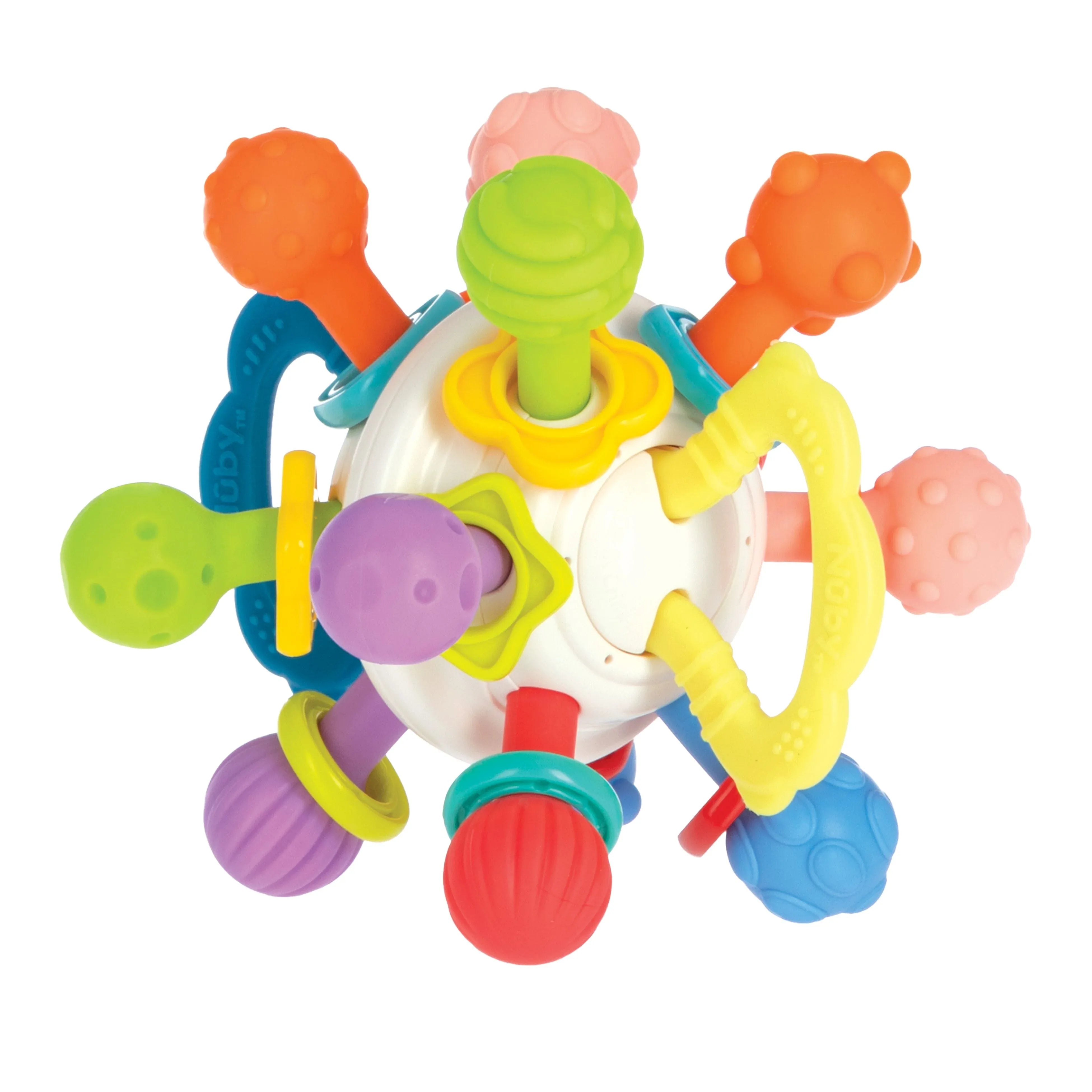 Nuby Textured Twist Ball Baby Teether Infant Toy with Colorful Rattle - USA MEGA SHOP