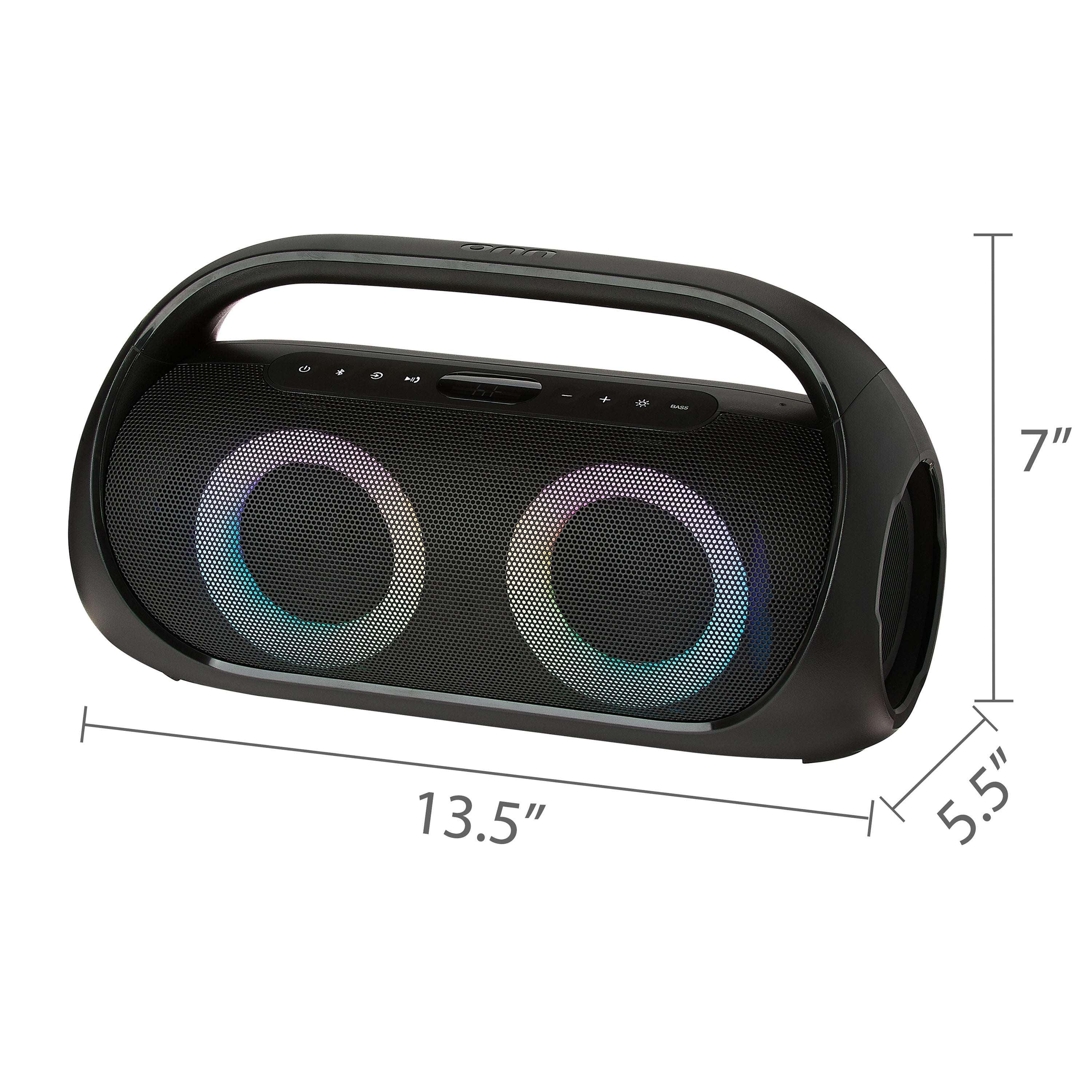 onn Portable FM Boombox with LED Lighting