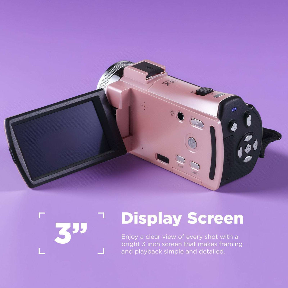 Vivitar PopCam Digital Camcorder, 48MP, Full HD 1080p Video Camera with 3" Flip Screen, 16x Digital Zoom, Built-in Microphone, Compact Vlogging Camera for Beginners, Travel, & Family Recording