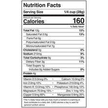 Nutrition Facts label: calories 160, serving size 1/4 cup (28g)