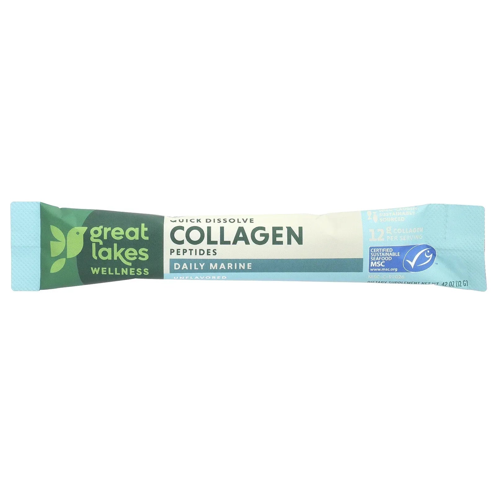 Great Lakes Wellness Sustainable Marine Collagen Peptides Powder for Skin, Hair, Nails, Joints & Digestion - Unflavored - Quick Dissolve Hydrolyzed, Wild Caught, MSC Certified, Non-GMO, Kosher - 16 oz