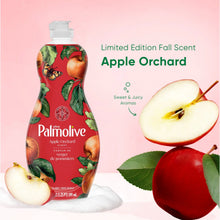 Red Palmolive dish soap bottle with apple orchard scent label, limited edition