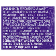 Ingredients panel for iced oatmeal cookies, with oats and cinnamon