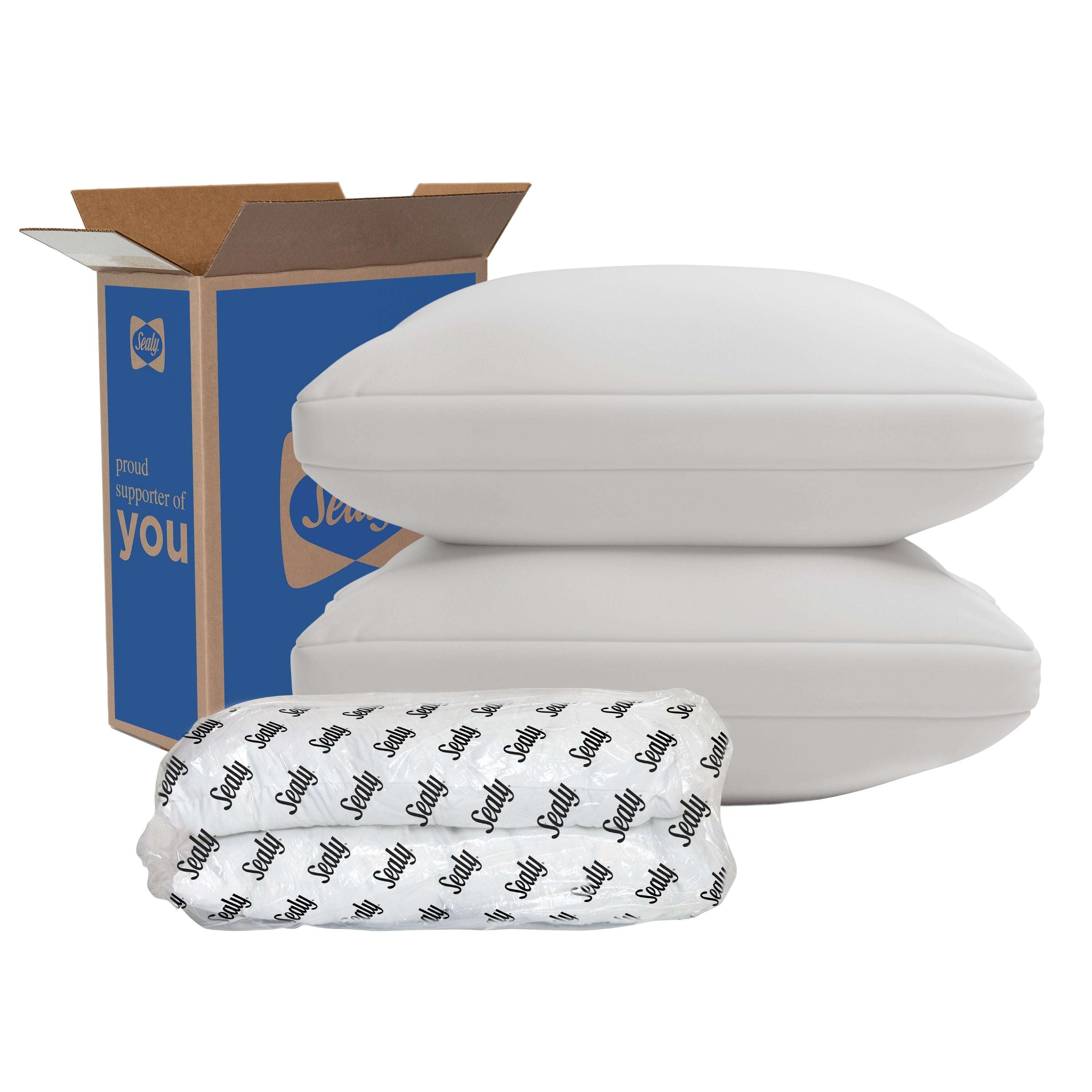 Sealy Performance Cooling Bed Pillow, King, White- Extra Firm Support, 2 Count