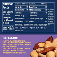 Honey Roasted Mixed Nuts, Party Snacks, Plant-Based Protein, 10 Oz Canister