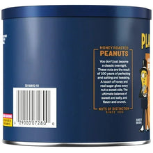 PLANTERS honey roasted peanuts canister back panel with barcode and Honey Roasted Peanuts box