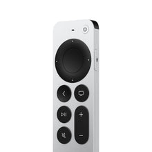 Apple TV 4K remote control with black buttons on white body