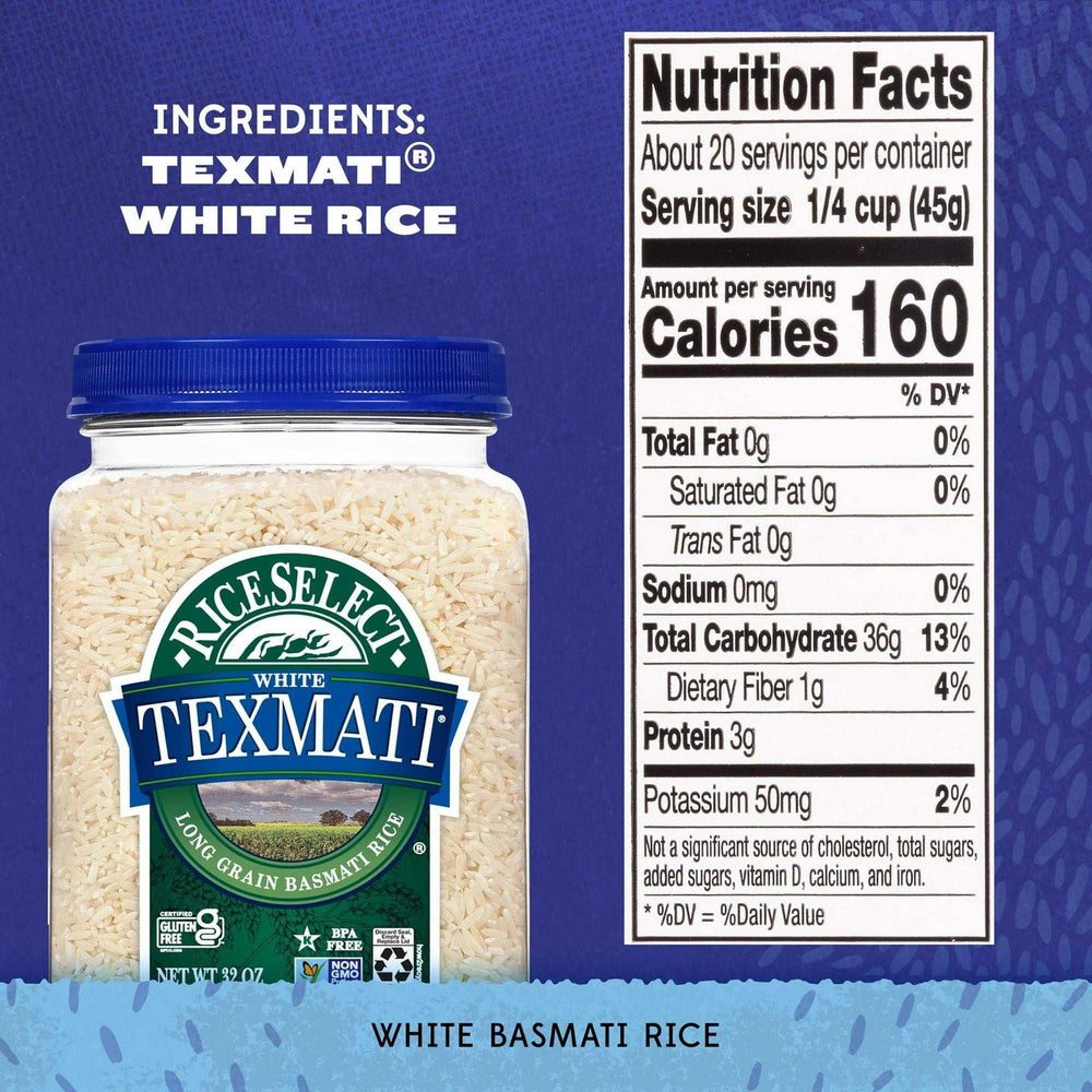 RiceSelect Texmati White Rice, American-Style Basmati Rice, Gluten-Free, Non-GMO, 2 lb Jar - USA MEGA SHOP