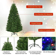 Pre-lit hinged artificial Christmas tree with multicolor LED lights and foldable base