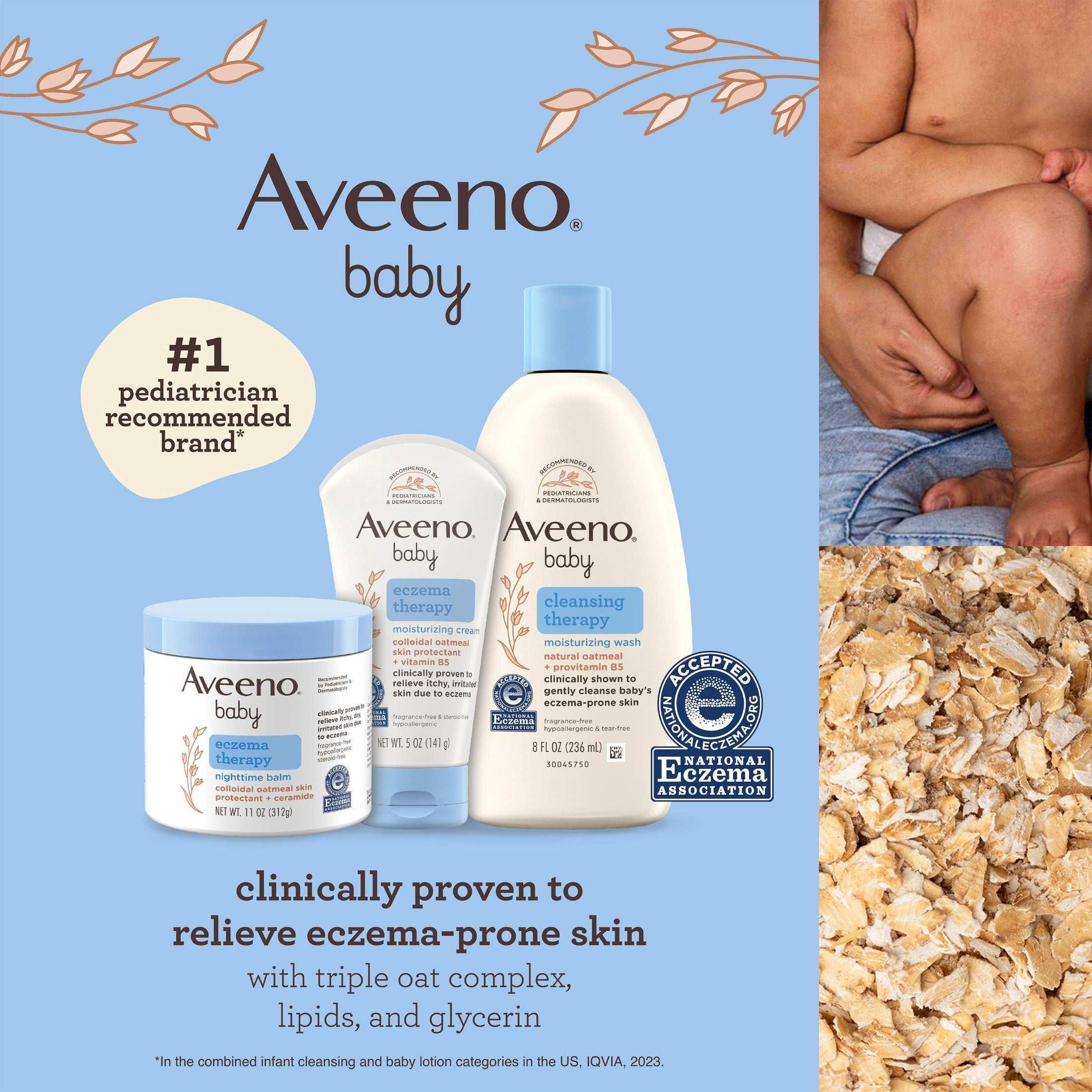 Aveeno Baby Eczema Care Kit with Baby Lotion: Wash, Cream & Nighttime Balm, 3 Items - USA MEGA SHOP