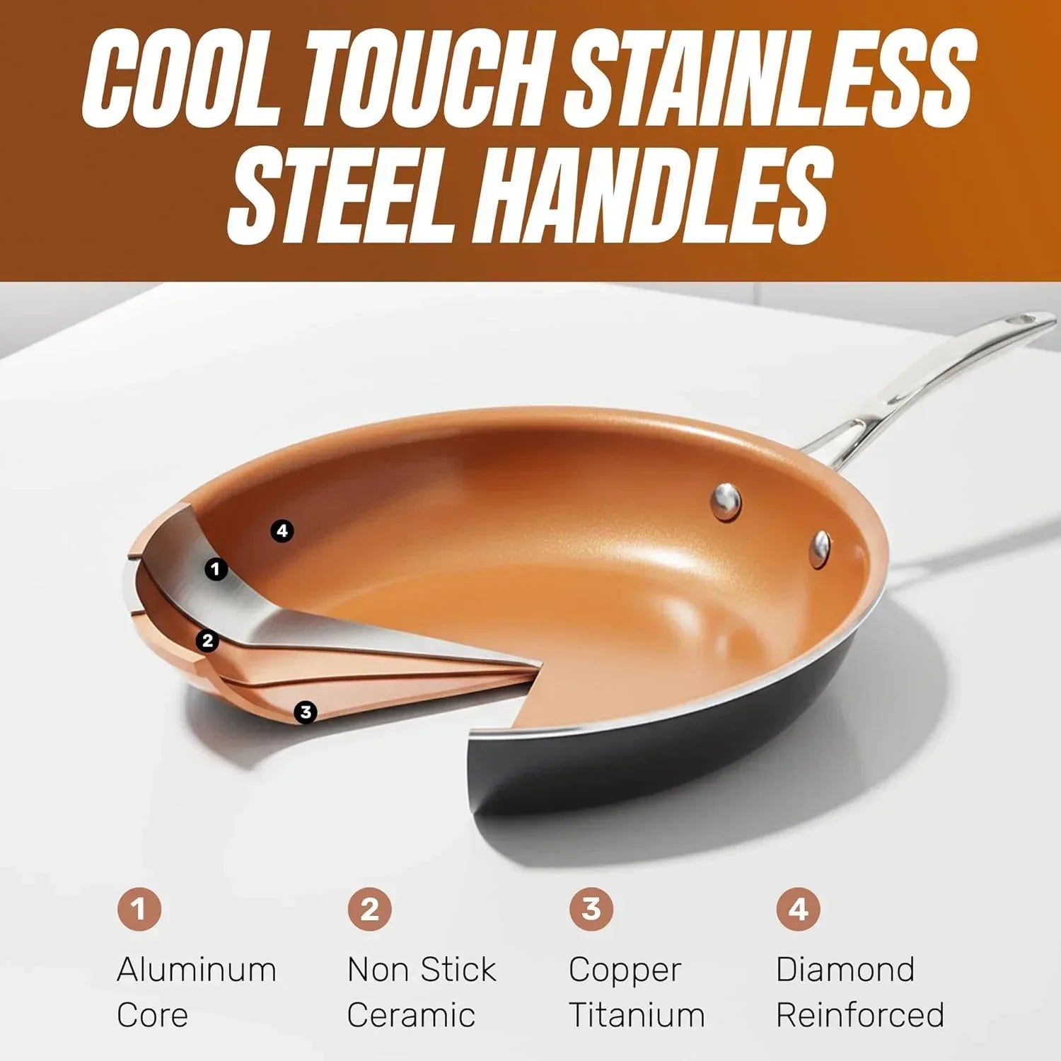 Gotham Steel 12-Piece Ceramic Cookware Set, Nonstick, Nontoxic, Oven & Dishwasher Safe, Stay Cool Handles Ceramic Cookware Set, Copper
