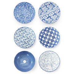 Elama Aurora 6 Piece Assorted Porcelain Bowl Set in Blue
