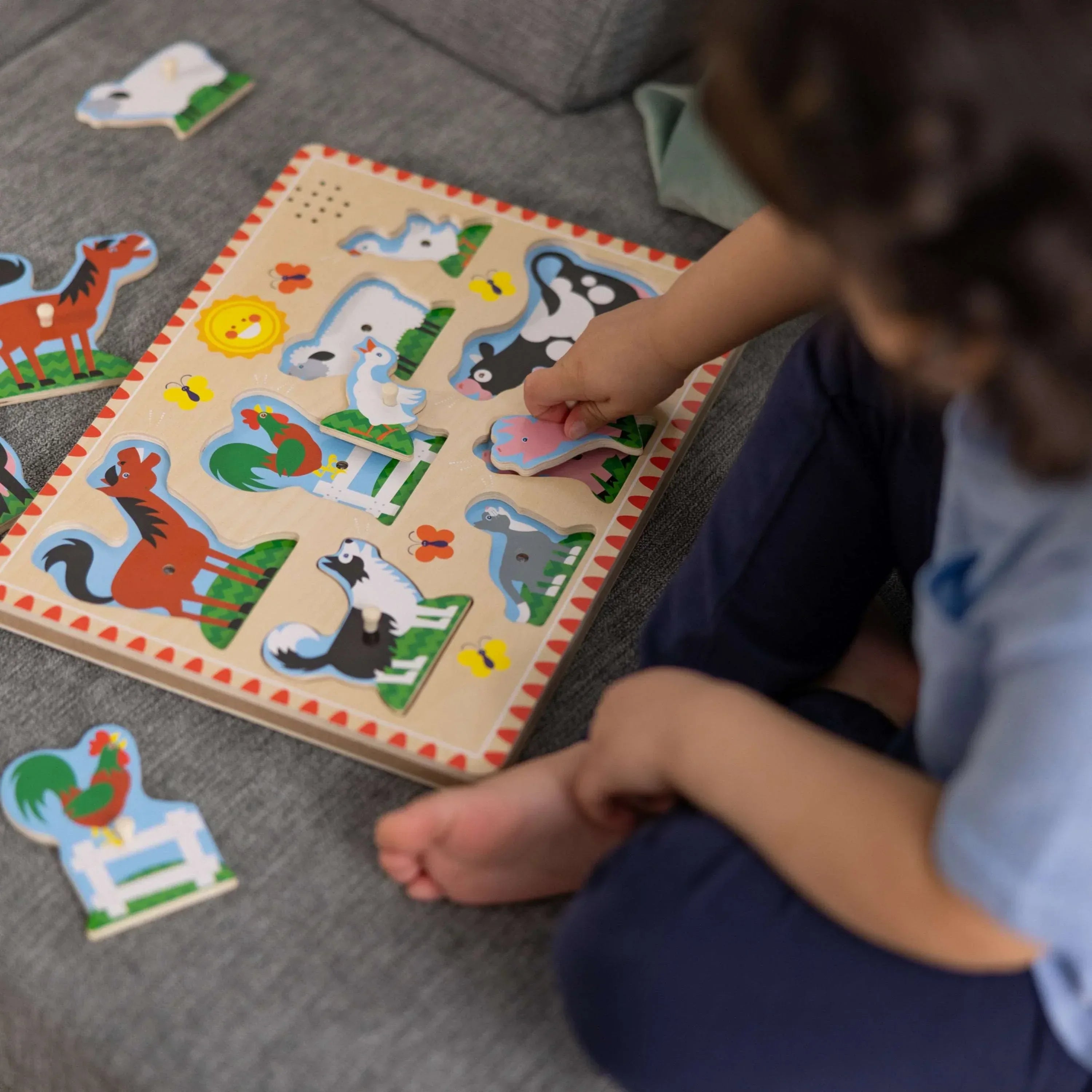 Melissa & Doug Farm Animals Sound Puzzle - Wooden Peg Puzzle with Sound Effects (8 Pcs) - USA MEGA SHOP