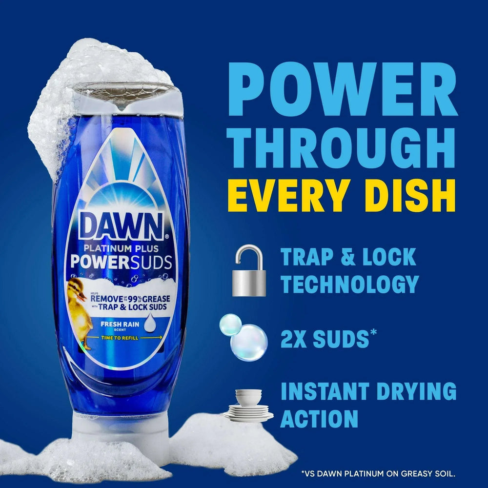 Dawn Platinum Plus PowerSuds Liquid Dish Soap, 13.6 oz. EZ-Squeeze Bottle - USA MEGA SHOP