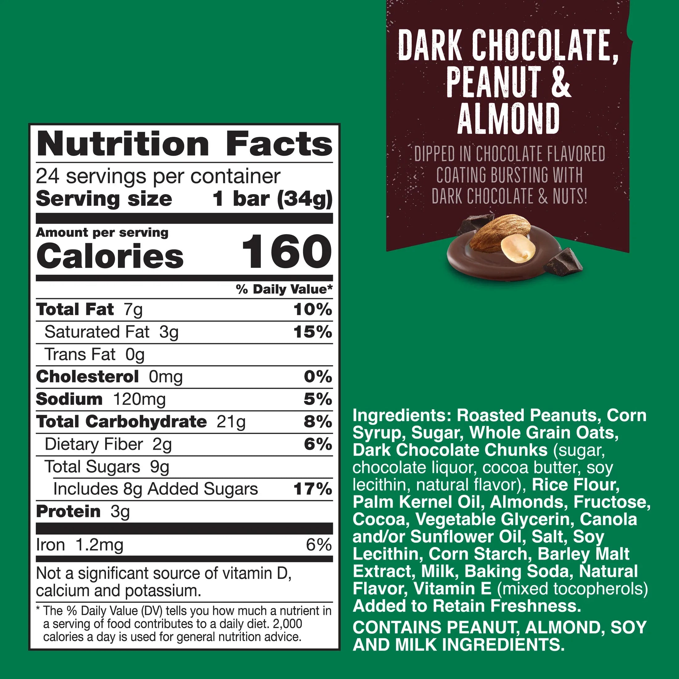 Nature Valley Sweet and Salty Nut Bars, Dark Chocolate Peanut Almond, 24 Bars, 28.8 oz