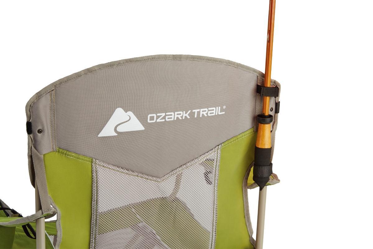 Ozark Trail Adult Oversized Mesh Camp Chair with Cooler, Green & Gray - USA MEGA SHOP