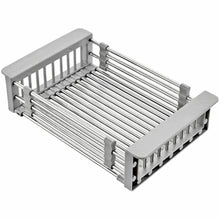 Stainless steel dish drying rack with side rails and parallel drying bars