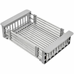 Adjustable Over-The-Sink Dish Drying Rack with Stainless Steel Drain Basket - Portable & Telescopic Space-Saving Solution for fruit vegetable