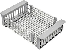Compact stainless steel drying rack with end supports and parallel drying bars