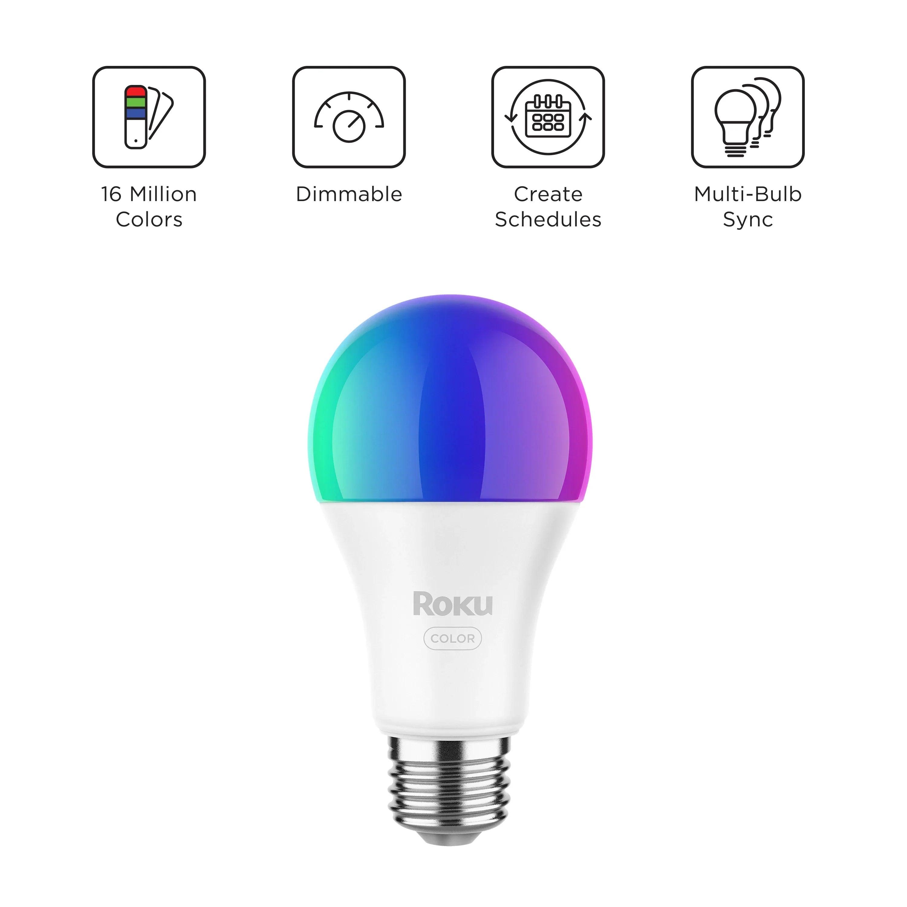 Roku Smart Home Smart Bulb SE (Color) with 16 Million Color Options, 12 Watts - Screw Base