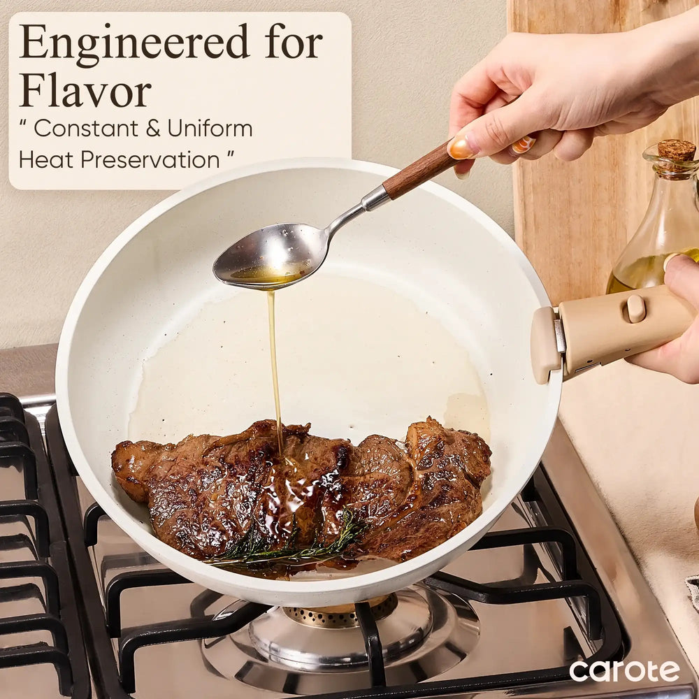 Carote 21 Pcs Nonstick Cookware Set, Pots and Pans Set with Detachable Handles, Oven/Dishwasher Safe, Stackable Kitchen Cooking Set, Granite