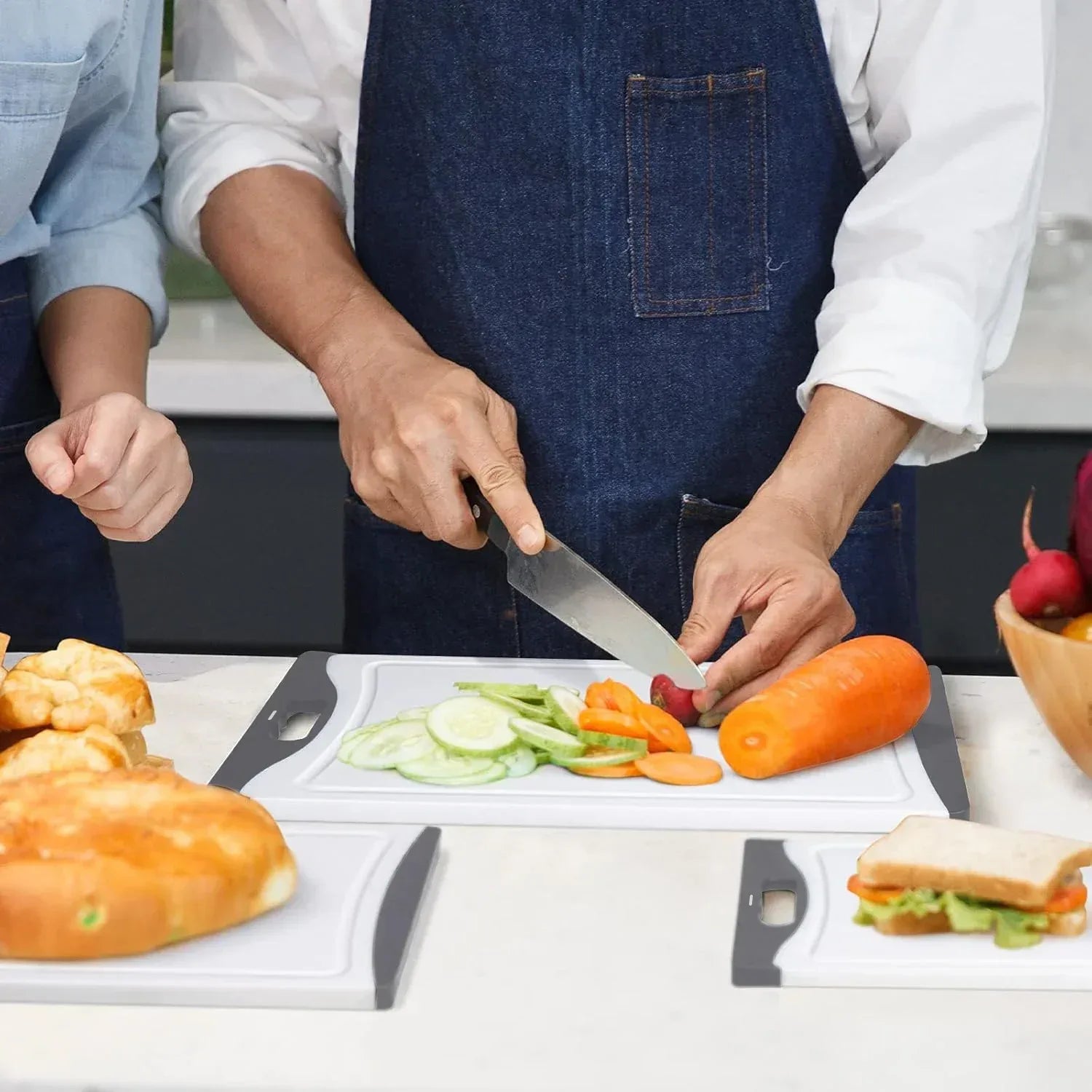 Cutting Boards for Kitchen, Plastic Cutting Board Set of 3, Dishwasher Safe Cutting Boards w/Juice Grooves for Meat, Veggies, Easy Grip Handle, Serveware Accessories - USA MEGA SHOP