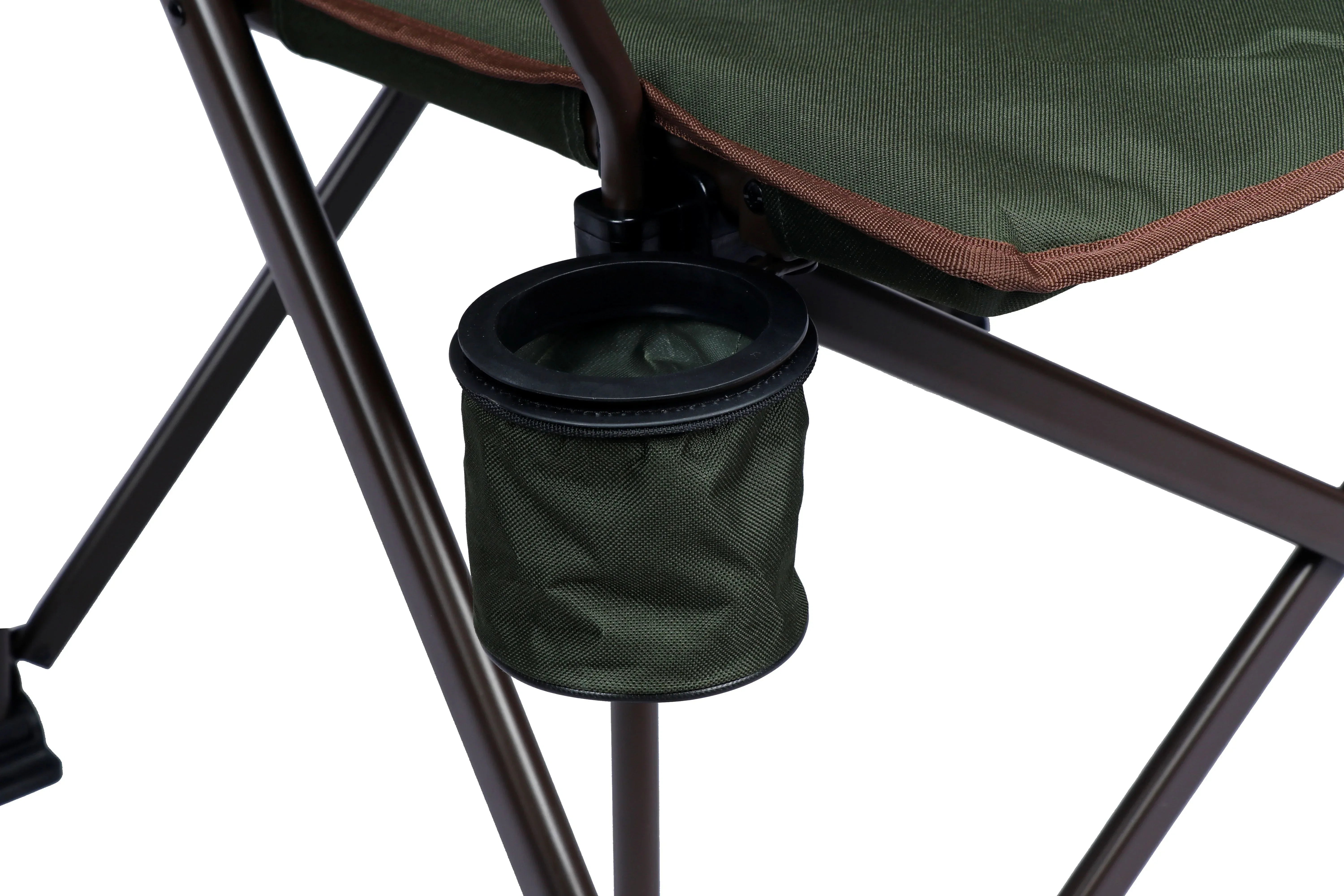 Ozark Trail Heavy Duty Hard Arm Camp Chair with Adjustable Cupholder, Tensioned Seat Farbic, Brown