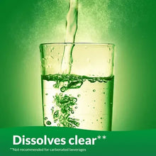Benefiber prebiotic fiber dissolving clear in water with glass and splash
