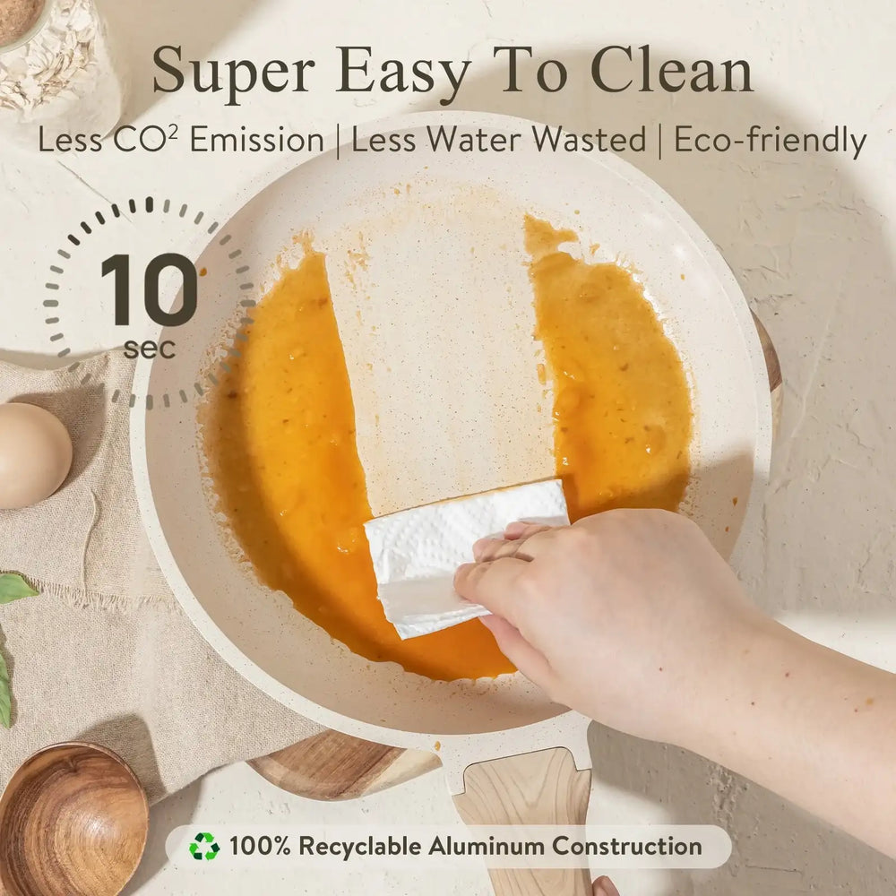 Carote Nonstick Cookware Sets, Granite Pots and Pans Set Non Stick, White