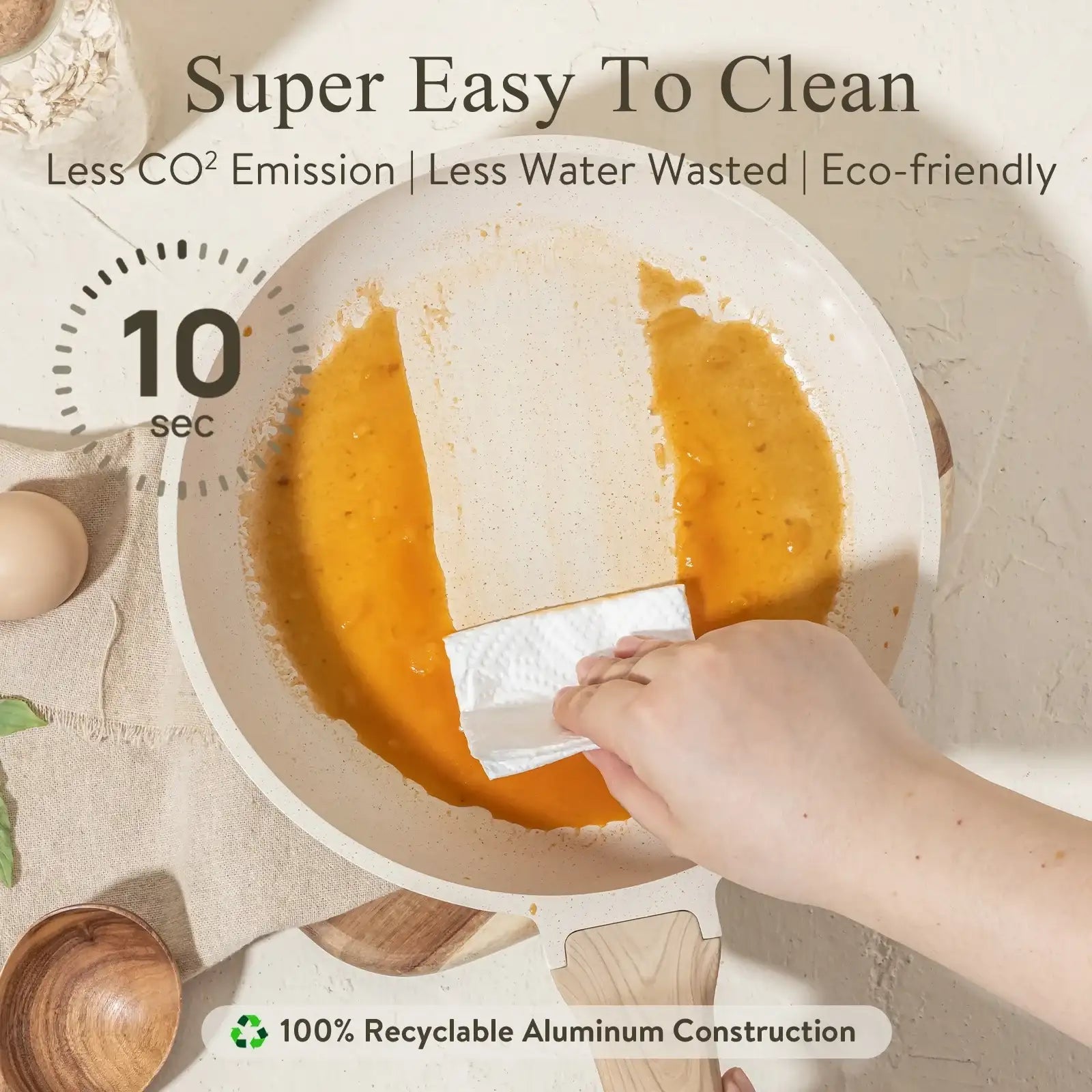 Carote 19 Pcs Nonstick Cookware Sets, Granite Pots and Pans Set Non Stick, White