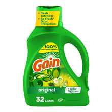 Gain original liquid laundry detergent bottle, green cap, 32 loads