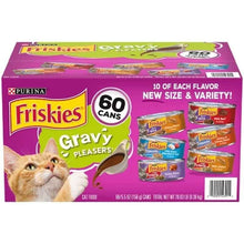Gravy Pleasers wet cat food variety pack box, 60 cans