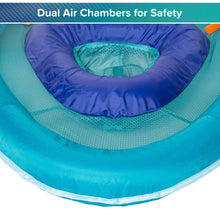 Blue baby pool float showing dual air chambers and cushioned inner ring
