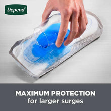 Incontinence guard with absorbent gel visible inside, white pad with blue core