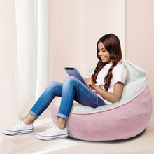 Kids' compressed foam bean bag chair with Cinnamoroll face, pink and white, low seat