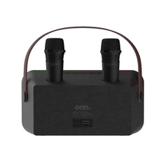 onn Karaoke Machine with 2 Wireless Microphones, LED Party Lights, 9 Hrs Playtime, Bluetooth, Voice Effects