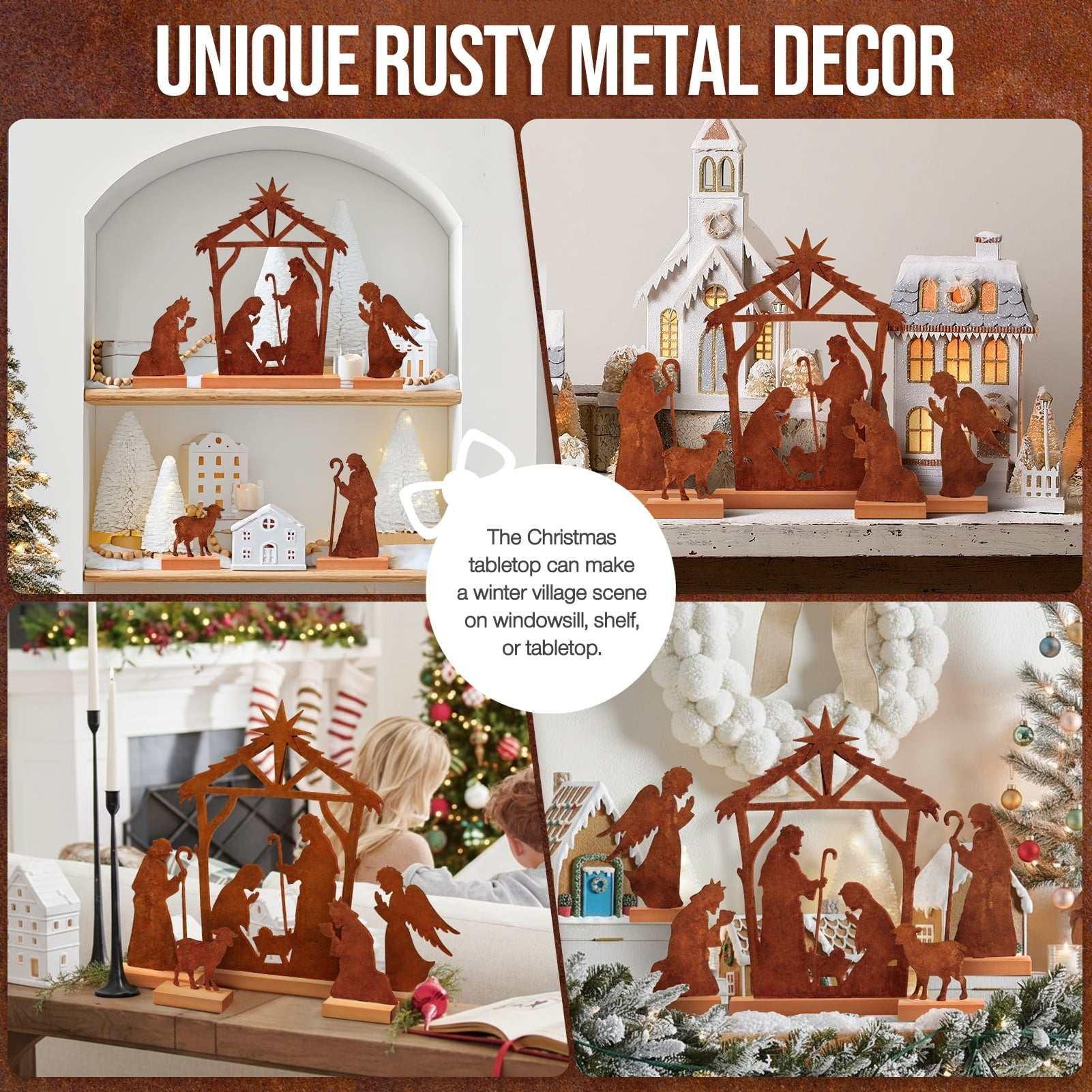 Ayieyill Christmas Tabletop Decorations Indoor 5pcs Nativity Scene Christmas Decor Xmas Decoration - USA MEGA SHOP