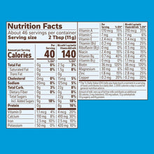 Nutrition Facts label with serving size and nutrient amounts