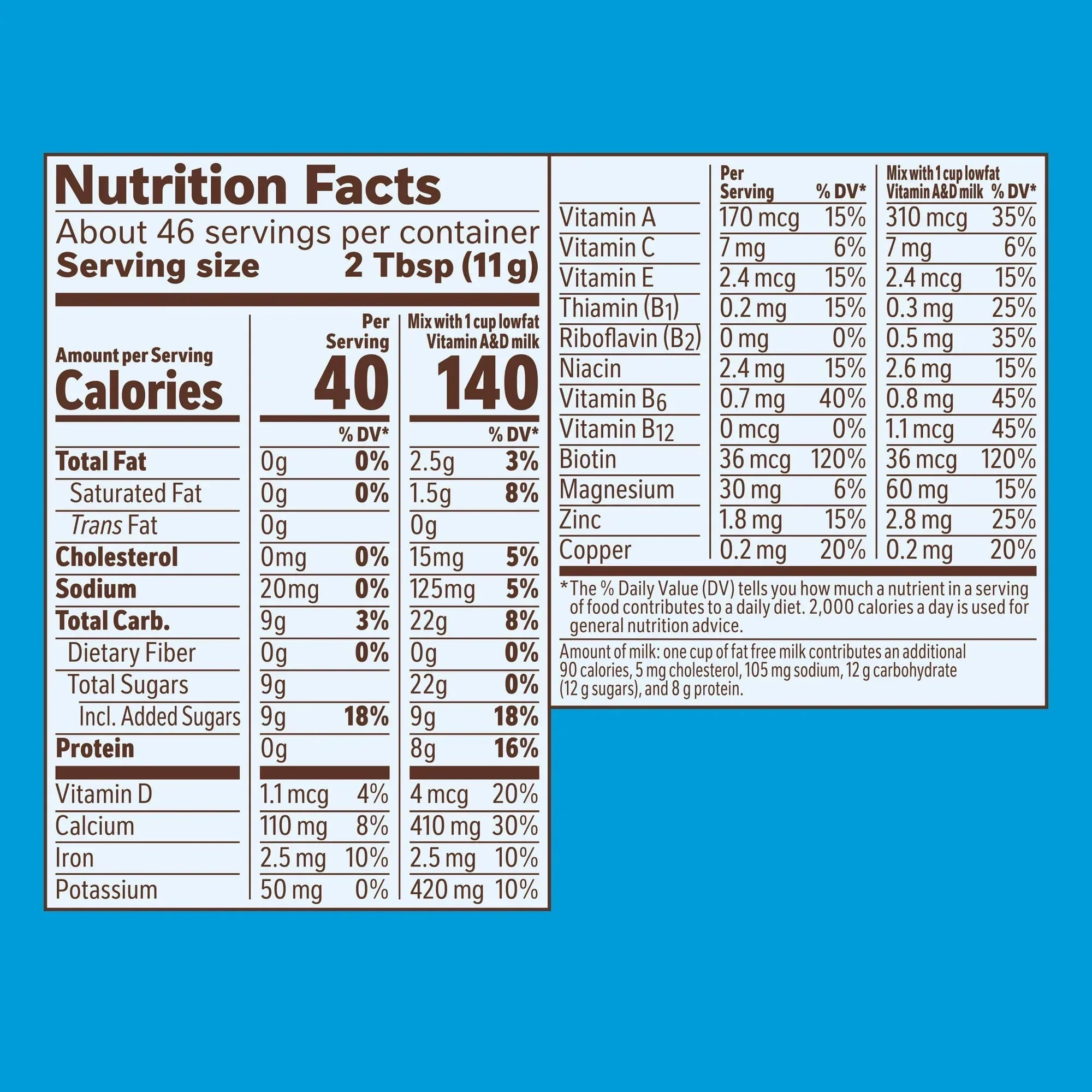 Ovaltine Rich Chocolate Powdered Stir In Drink Mix for Hot and Cold Milk, 18 oz, 46 Servings