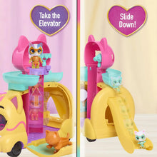 Disney Junior SuperKitties playset with pink elevator, slide, and standing cat figure