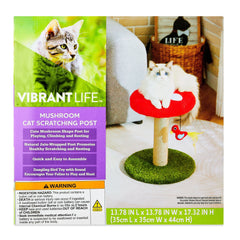 Vibrant Life Deluxe Jute Mushroom Cat Scratching Post with Dangling Bird Toy, Multicolor - USA MEGA SHOP