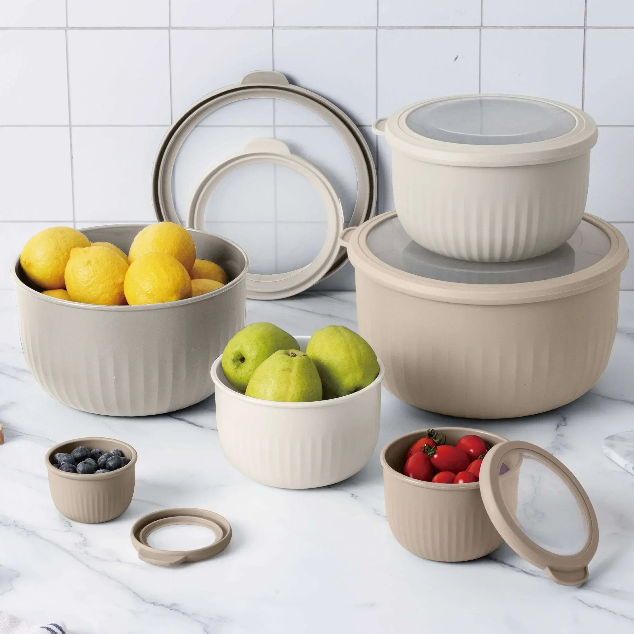 Cook with Color 12-Piece Mixing Bowls Set, White – Nesting, Durable & Space-Saving