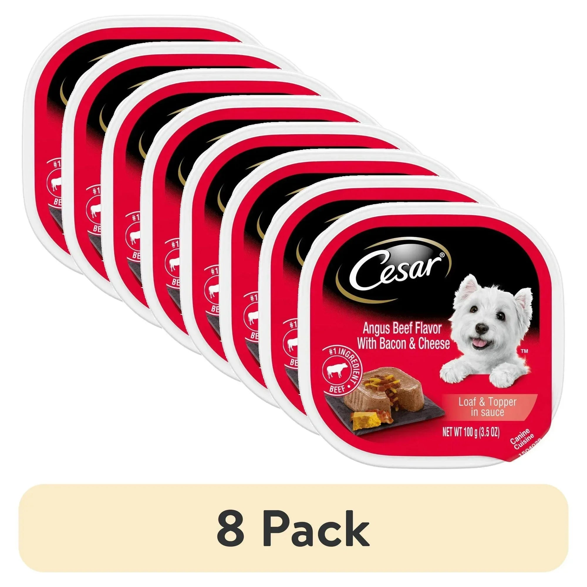 Cesar Loaf And Topper Angus Beef With Bacon And Cheese Wet Dog Food, 3.5 Oz Tray