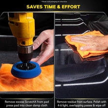 Drill-mounted foam pad polishing with an orange microfiber cloth