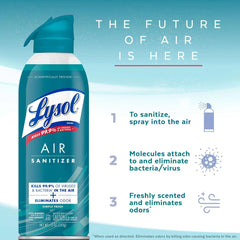 Lysol Air Sanitizer Spray, Air Sanitizer and Bacterial Odor Eliminating, Simple Fresh, 10 fl oz