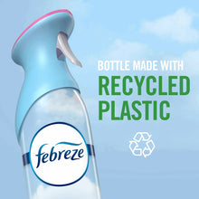 Febreze air freshener spray bottle with recycled-plastic claim, blue trigger nozzle