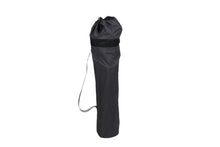 Foldable camp chair carry bag, black fabric with drawstring and shoulder strap