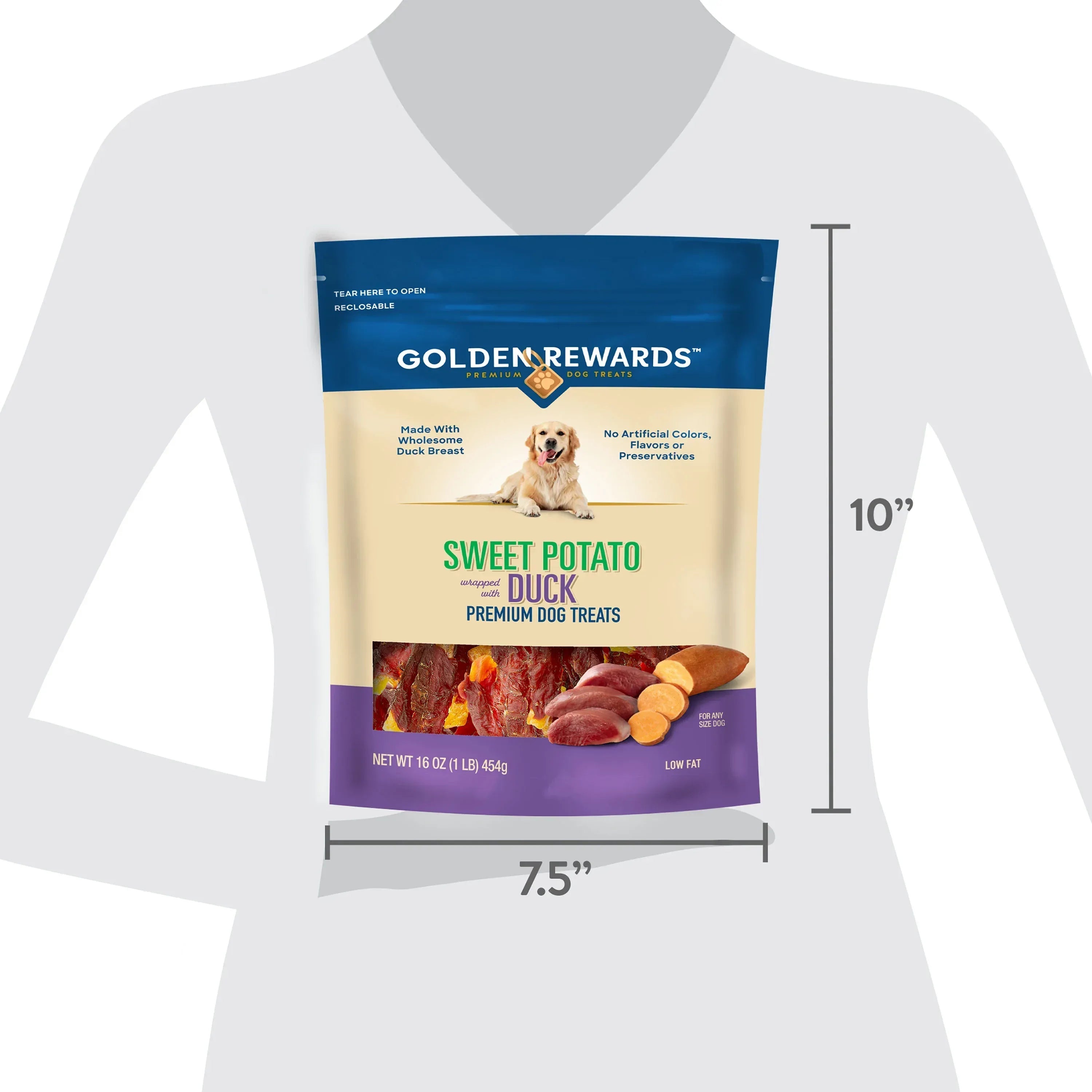 Golden Rewards Sweet Potato Wrapped with Duck Premium Dog Treats, 32 oz Bag