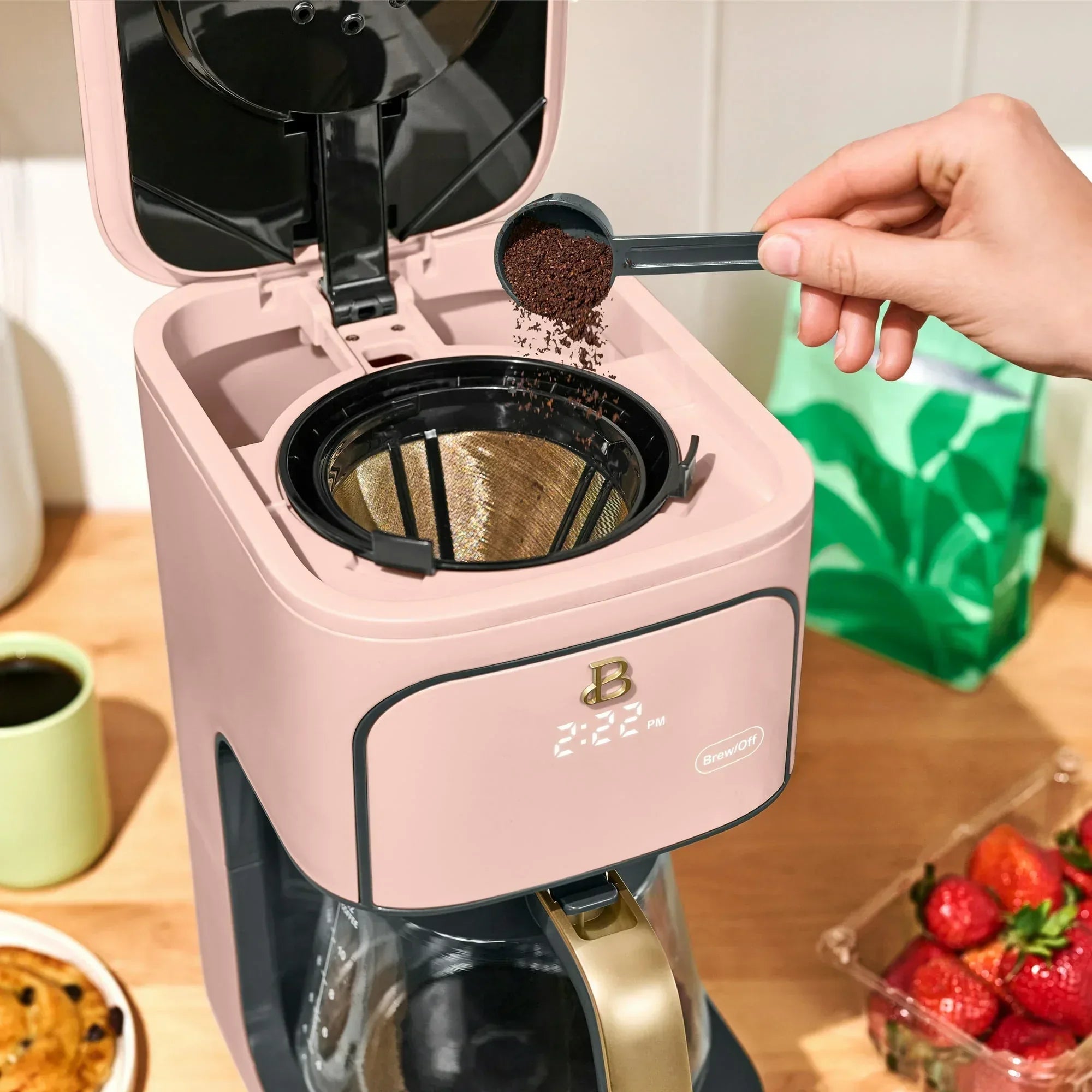 Beautiful 12 Cup Programmable Coffee Maker, White Icing by Drew Barrymore