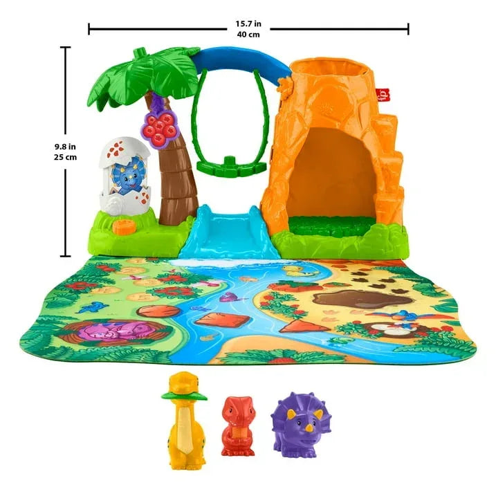 Fisher-Price Little People Dinosaur Village & Play Mat Toddler Playset, 3 Toy Figures - USA MEGA SHOP